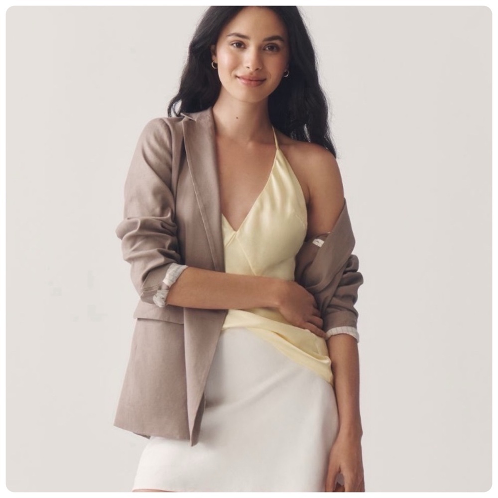 NWT Anthropologie Maeve The Tessie  Relaxed Fit Button Blazer : Linen Edition L
